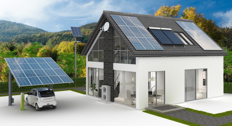 E-Auto, Solarhaus und Wallbox